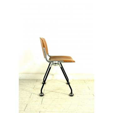 SEDIA da UFFICIO DESIGN GianCarlo Piretti CASTELLI ECO PELLE CUOIO VINTAGE '60