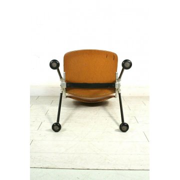 SEDIA da UFFICIO DESIGN GianCarlo Piretti CASTELLI ECO PELLE CUOIO VINTAGE '60