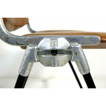 SEDIA da UFFICIO DESIGN GianCarlo Piretti CASTELLI ECO PELLE CUOIO VINTAGE '60