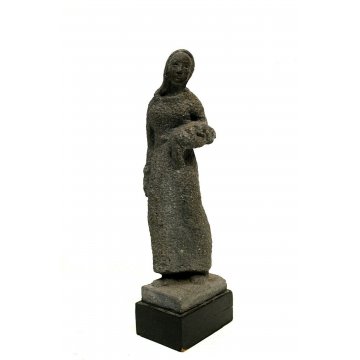 SCULTURA PIETRA DONNA CONTADINA FIGURA DECORAZIONE PEOPLE SCULTURE STONE '900