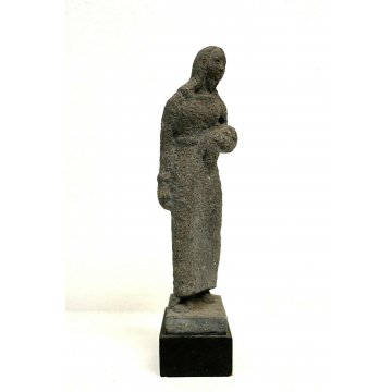 SCULTURA PIETRA DONNA CONTADINA FIGURA DECORAZIONE PEOPLE SCULTURE STONE '900