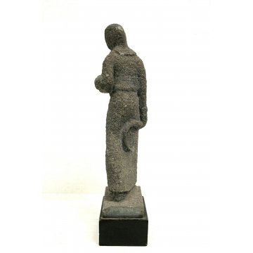 SCULTURA PIETRA DONNA CONTADINA FIGURA DECORAZIONE PEOPLE SCULTURE STONE '900