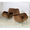 ITALY ARMCHAIR BROWN COPPIA POLTRONE DESIGN ANNI 60/70 SALOTTO STOFFA MARRONE