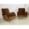 ITALY ARMCHAIR BROWN COPPIA POLTRONE DESIGN ANNI 60/70 SALOTTO STOFFA MARRONE