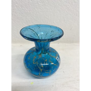 PICCOLO VASO VINTAGE VETRO SOFFIATO AZZURRO CELESTE  Mdina GLASS MALTA 9,5 cm/h