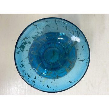 PICCOLO VASO VINTAGE VETRO SOFFIATO AZZURRO CELESTE  Mdina GLASS MALTA 9,5 cm/h