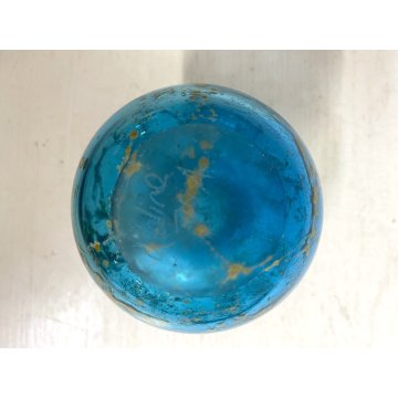 PICCOLO VASO VINTAGE VETRO SOFFIATO AZZURRO CELESTE  Mdina GLASS MALTA 9,5 cm/h