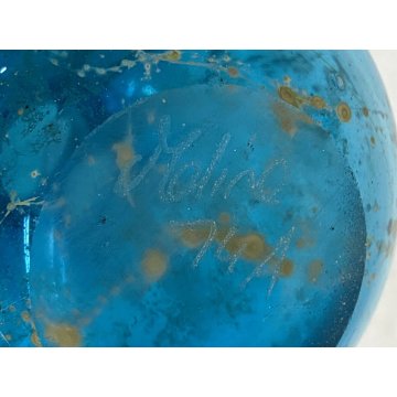 PICCOLO VASO VINTAGE VETRO SOFFIATO AZZURRO CELESTE  Mdina GLASS MALTA 9,5 cm/h