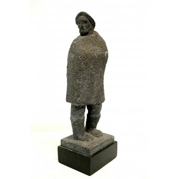 SCULTURA PIETRA UOMO PASTORE FIGURA DECORAZIONE PEOPLE SCULTURE STONE '900