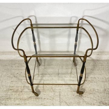 BAR CART CARRELLO BAR DESIGN PORTAVIVANDE ANNI 50 LEGNO OTTONE CARRELLINO ITALY