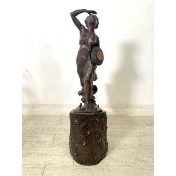 GRANDE SCULTURA BRONZO A. Dal Castagnè FIGURA FEMMINILE "VICTORIA" 60 cm/h 1910