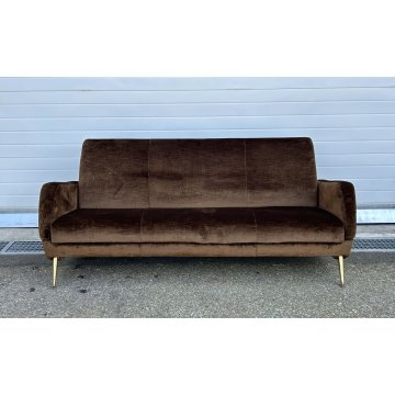 ITALY SOFA BROWN DIVANO LETTO DESIGN ANNI 60/70 SALOTTO STOFFA MARRONE VINTAGE