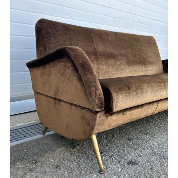 ITALY SOFA BROWN DIVANO LETTO DESIGN ANNI 60/70 SALOTTO STOFFA MARRONE VINTAGE