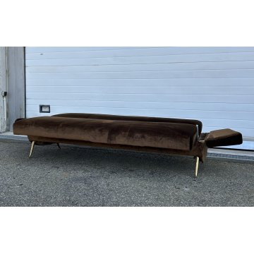 ITALY SOFA BROWN DIVANO LETTO DESIGN ANNI 60/70 SALOTTO STOFFA MARRONE VINTAGE