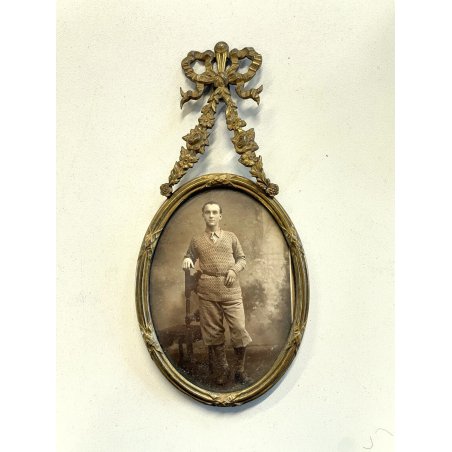 ANTICA CORNICE OVALE LIBERTY PORTAFOTO porta ritratto OTTONE Art Nouveau NASTRO