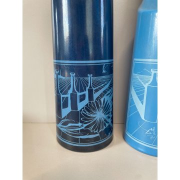 SET 3 BOTTIGLIE SALVADOR DALì VETRO AZZURRO BLU FIRMATE COLLEZIONE ROSSO ANTICO