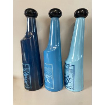 SET 3 BOTTIGLIE SALVADOR DALì VETRO AZZURRO BLU FIRMATE COLLEZIONE ROSSO ANTICO