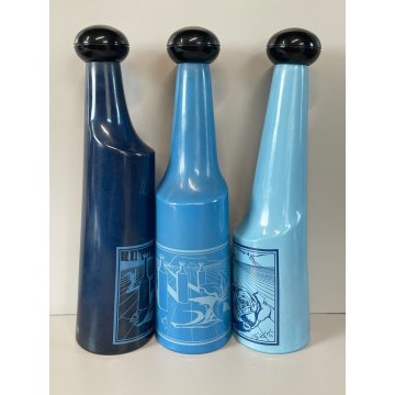 SET 3 BOTTIGLIE SALVADOR DALì VETRO AZZURRO BLU FIRMATE COLLEZIONE ROSSO ANTICO