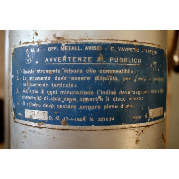 POMPA OLIO COMMESTIBILE MANUALE ALLUMINO O.M.A Trento MODERNARIATO OIL PUMP  '60