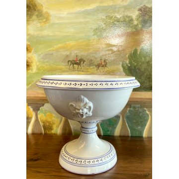 GRANDE VASO COPPA ALZATA FRUTTA CACHEPOT CERAMICA BIANCA MASCHERONI ø 36 x 29 cm