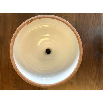 GRANDE VASO COPPA ALZATA FRUTTA CACHEPOT CERAMICA BIANCA MASCHERONI ø 36 x 29 cm