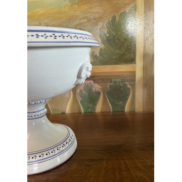 GRANDE VASO COPPA ALZATA FRUTTA CACHEPOT CERAMICA BIANCA MASCHERONI ø 36 x 29 cm