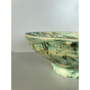 CIOTOLA BOWL VINTAGE "Studio D Savona Santuario" DECORO VERDE ORO ø 26x10,5 cm/h