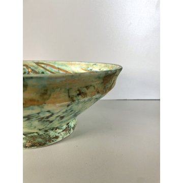 CIOTOLA BOWL VINTAGE "Studio D Savona Santuario" DECORO VERDE ORO ø 26x10,5 cm/h