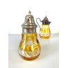 SET BROCCA SCIROPPO DISPENSER ZUCCHERO VITTORIANO CRISTALLO BOEMIA AMBRA 13 cm/h