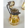 SET BROCCA SCIROPPO DISPENSER ZUCCHERO VITTORIANO CRISTALLO BOEMIA AMBRA 13 cm/h