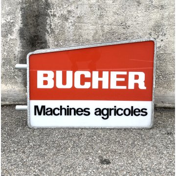 INSEGNA LUMINOSA AZIENDA BUCHER MACCHINE AGRICOLE CARTELLO TARGA PUBBLICITA RED