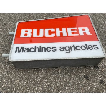 INSEGNA LUMINOSA AZIENDA BUCHER MACCHINE AGRICOLE CARTELLO TARGA PUBBLICITA RED