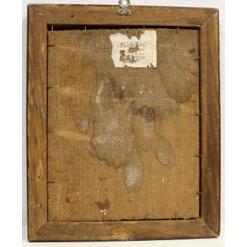 ANTICO QUADRO DIPINTO OLIO TAVOLA UOMO con CILINDRO CAVALLO Paoletti '900 EPOCA