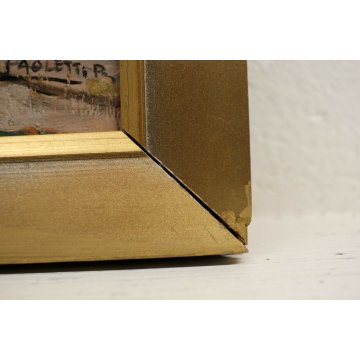 ANTICO QUADRO DIPINTO OLIO TAVOLA UOMO con CILINDRO CAVALLO Paoletti '900 EPOCA