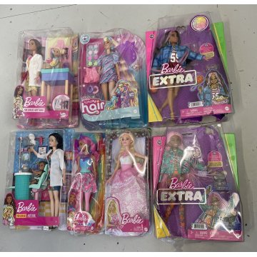 LOTTO 7 BARBIE VARIE MAI GIOCATE SCATOLA DOTTORE  BAMBOLA Mattel MALIBU GIOCO