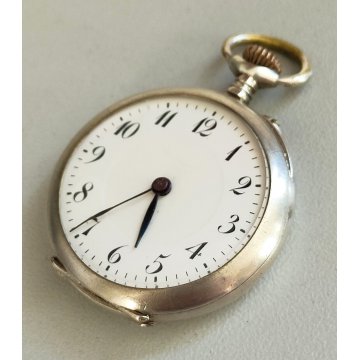 ANTICO OROLOGIO TASCA ARGENTO 800 epoca 900 MONACHINA Old Pocket Watch Cylindre