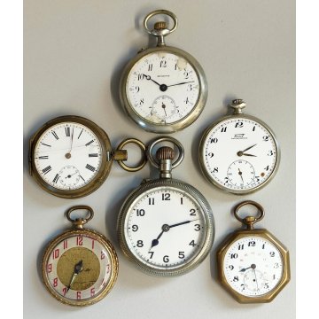 LOTTO 6 pz. ANTICO OROLOGIO TASCA Tissot Brevo EPOCA 900 Old Pocket Watch MONTRE