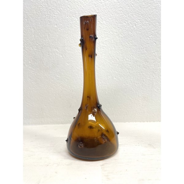 VASO BOTTIGLIA VINTAGE VETRO Murano COLOR AMBRA 24,5 cm/h BRUTALISTA ANNI '70