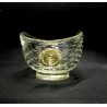 VASO VETRO MURANO SOFFIATO BULICANTE TRASPARENTE ORO ZECCHINO BAROVIER & TOSO'40