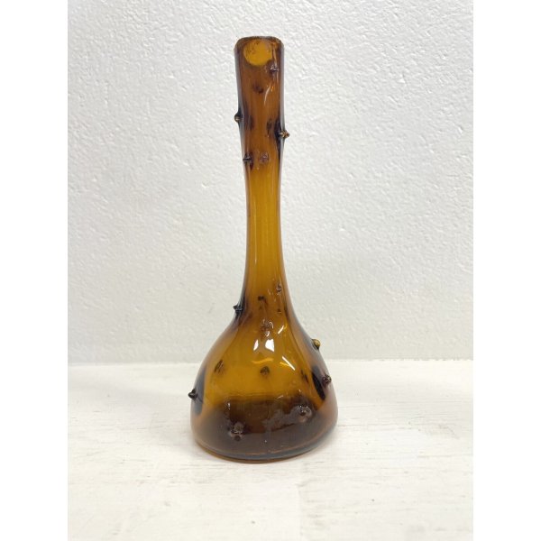 VASO BOTTIGLIA VINTAGE VETRO Murano COLOR AMBRA 24,5 cm/h BRUTALISTA ANNI '70