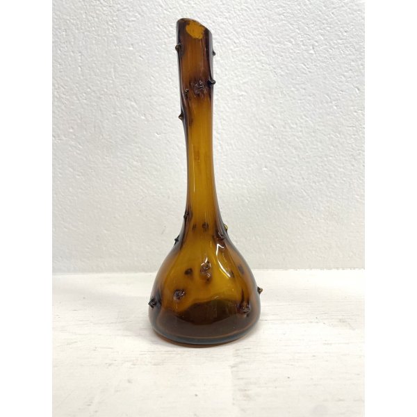 VASO BOTTIGLIA VINTAGE VETRO Murano COLOR AMBRA 24,5 cm/h BRUTALISTA ANNI '70