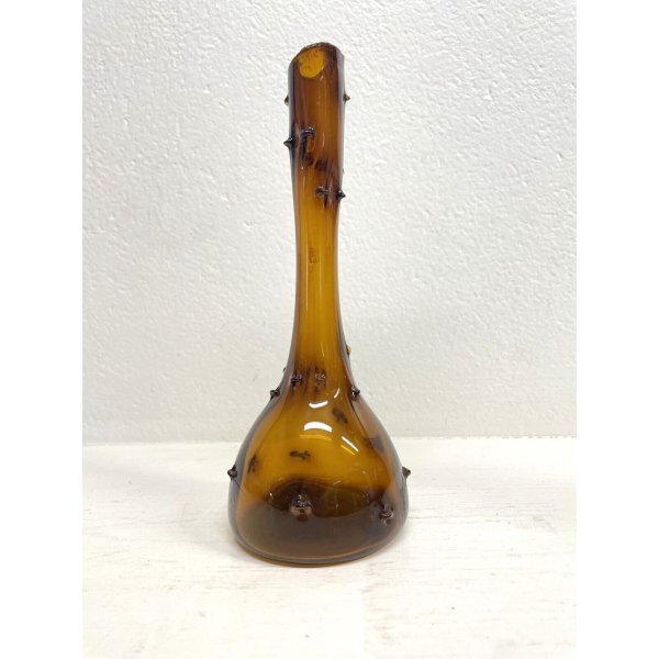 VASO BOTTIGLIA VINTAGE VETRO Murano COLOR AMBRA 24,5 cm/h BRUTALISTA ANNI '70