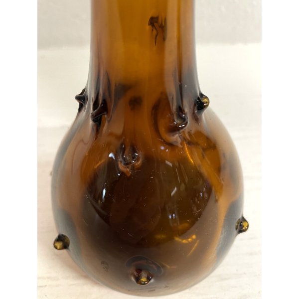 VASO BOTTIGLIA VINTAGE VETRO Murano COLOR AMBRA 24,5 cm/h BRUTALISTA ANNI '70