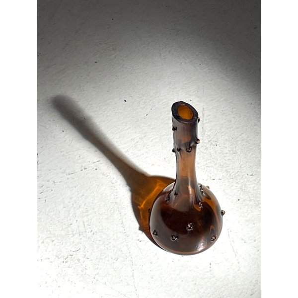 VASO BOTTIGLIA VINTAGE VETRO Murano COLOR AMBRA 24,5 cm/h BRUTALISTA ANNI '70