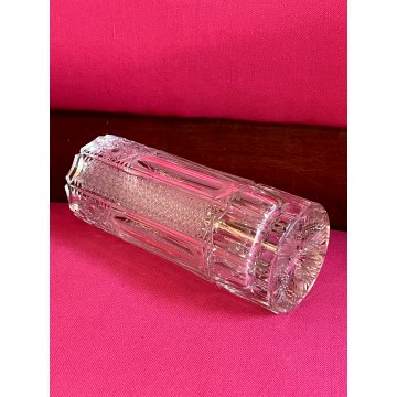 VASO CILINDRICO CRISTALLO BOEMIA MOLATO VINTAGE BOHEMIAN CRYSTAL VASE 30 cm/h