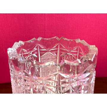 VASO CILINDRICO CRISTALLO BOEMIA MOLATO VINTAGE BOHEMIAN CRYSTAL VASE 30 cm/h