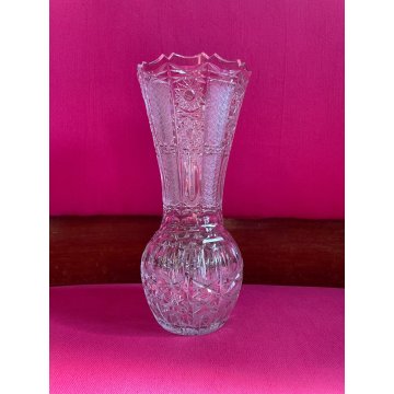 GRANDE VASO VINTAGE CRISTALLO di BOEMIA MOLATO BOHEMIAN CRYSTAL VASE 35 cm/h