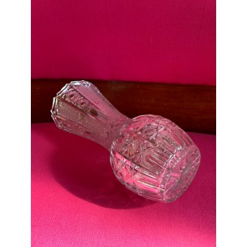 GRANDE VASO VINTAGE CRISTALLO di BOEMIA MOLATO BOHEMIAN CRYSTAL VASE 35 cm/h