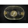 VASO VETRO MURANO SOFFIATO BULICANTE TRASPARENTE ORO ZECCHINO BAROVIER & TOSO'40
