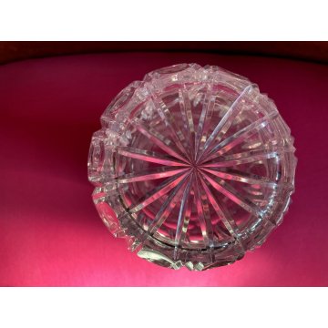 GRANDE VASO VINTAGE CRISTALLO di BOEMIA MOLATO BOHEMIAN CRYSTAL VASE 30,5 cm/h